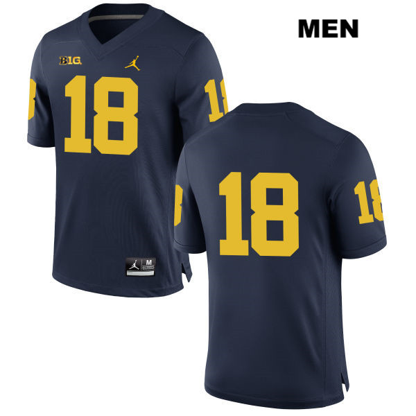 Men's NCAA Michigan Wolverines George Caratan #18 No Name Navy Jordan Brand Authentic Stitched Football College Jersey YS25H66WR